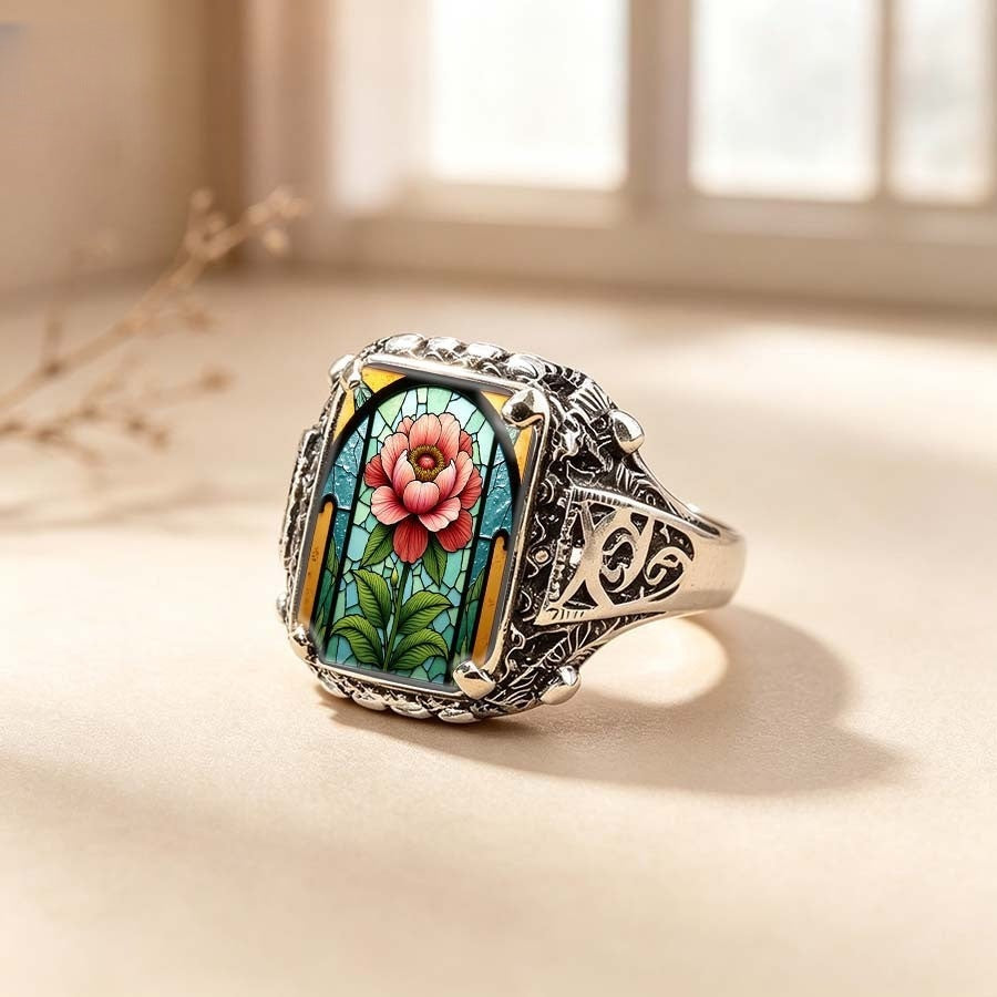 Stained Glass Flower Ring