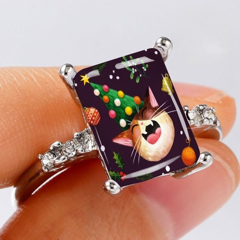 Festive Cat Rectangular Ring