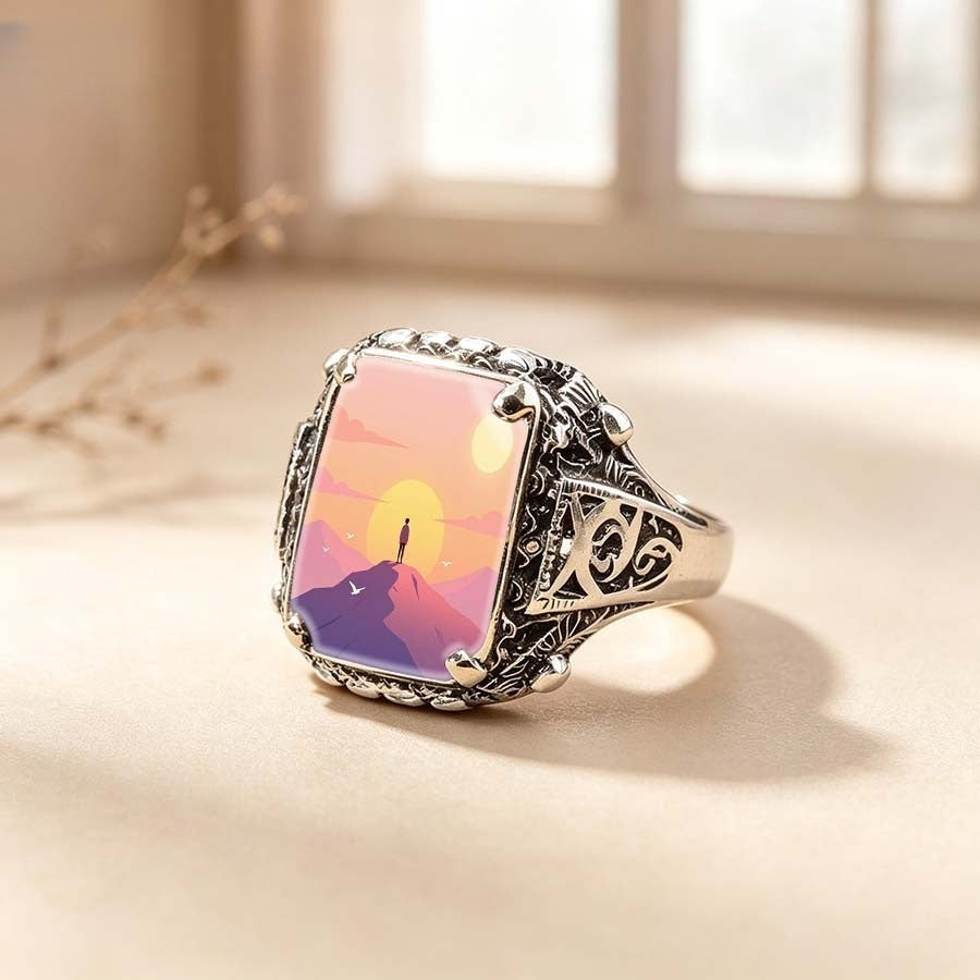 Mountain Sunset Landscape Ring