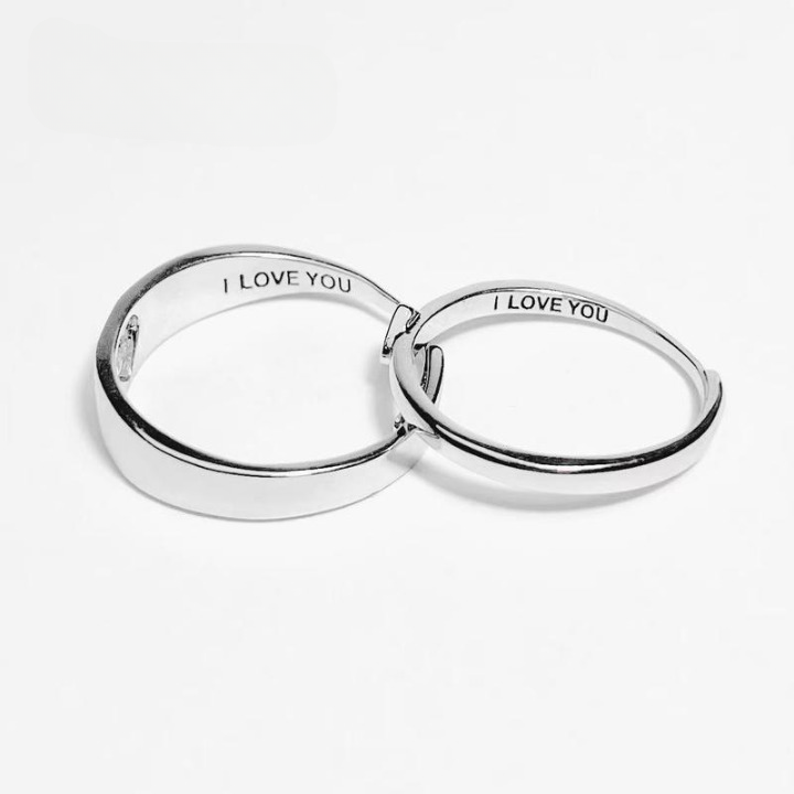 Adjustable Heart Couples Ring Set