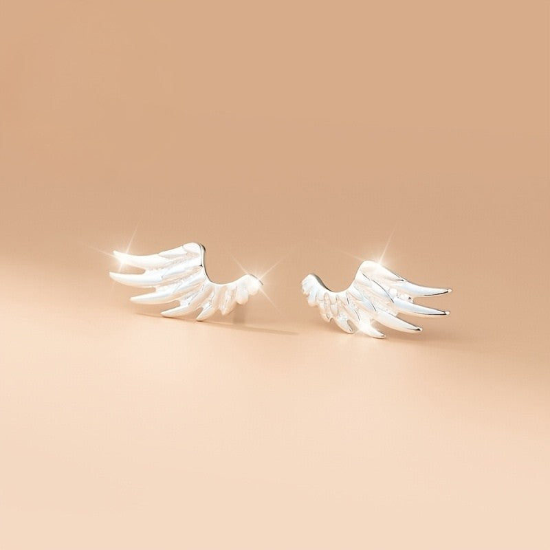 Silver Angel Wing Stud Earrings