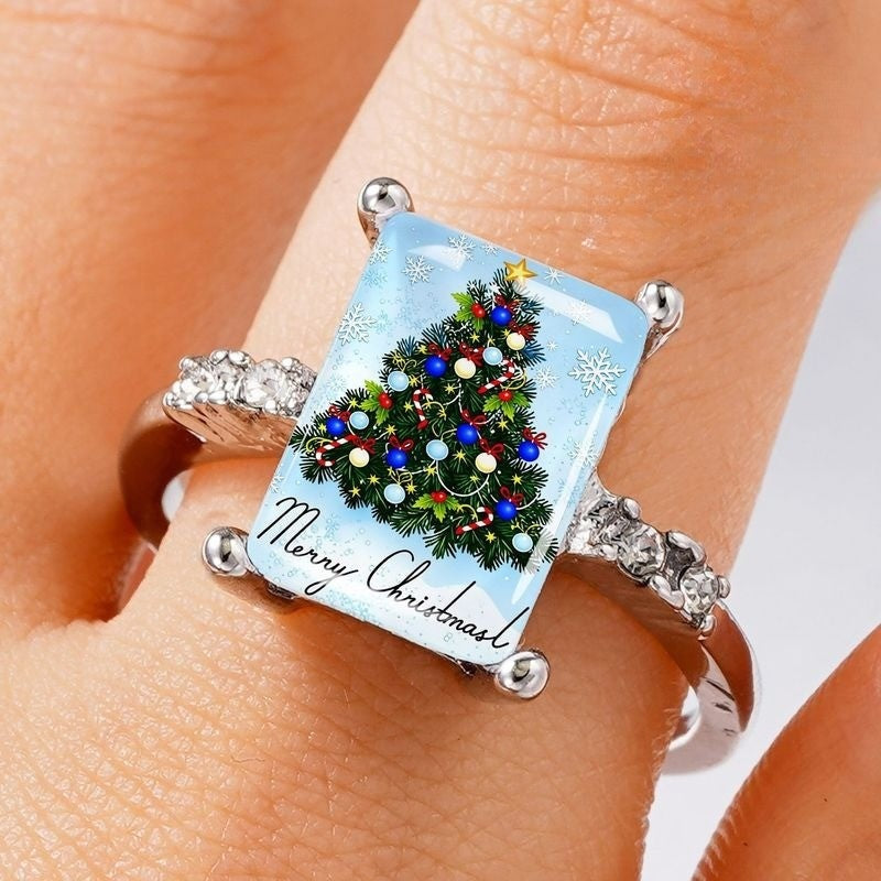 Christmas Tree Rectangle Ring