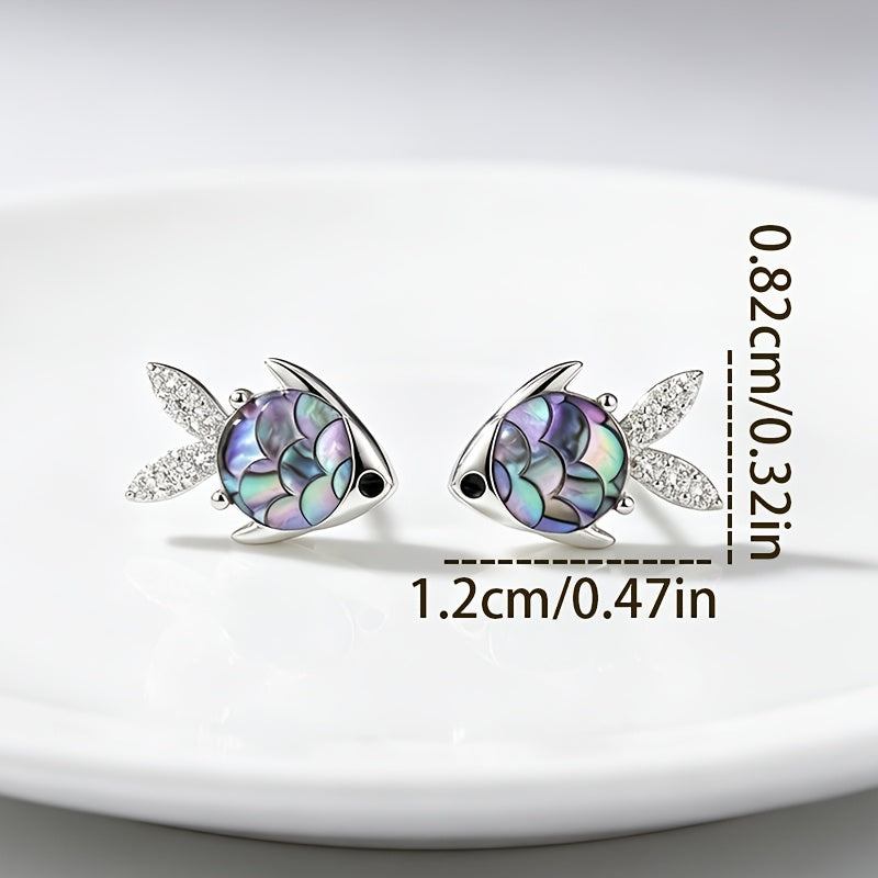 Iridescent Fish Stud Earrings