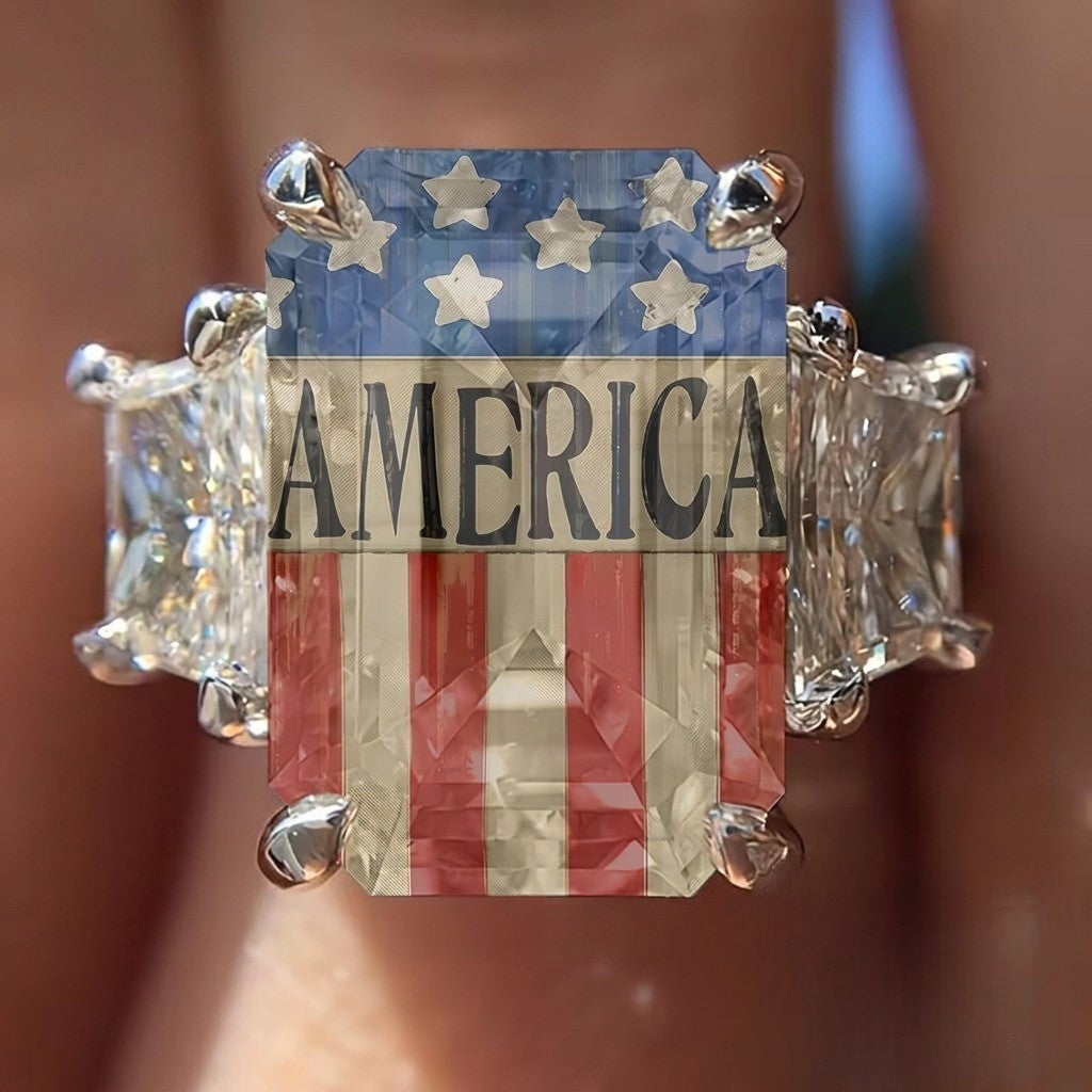 American Flag Square Ring