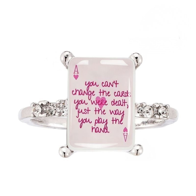 Pink Ace of Hearts Quote Ring