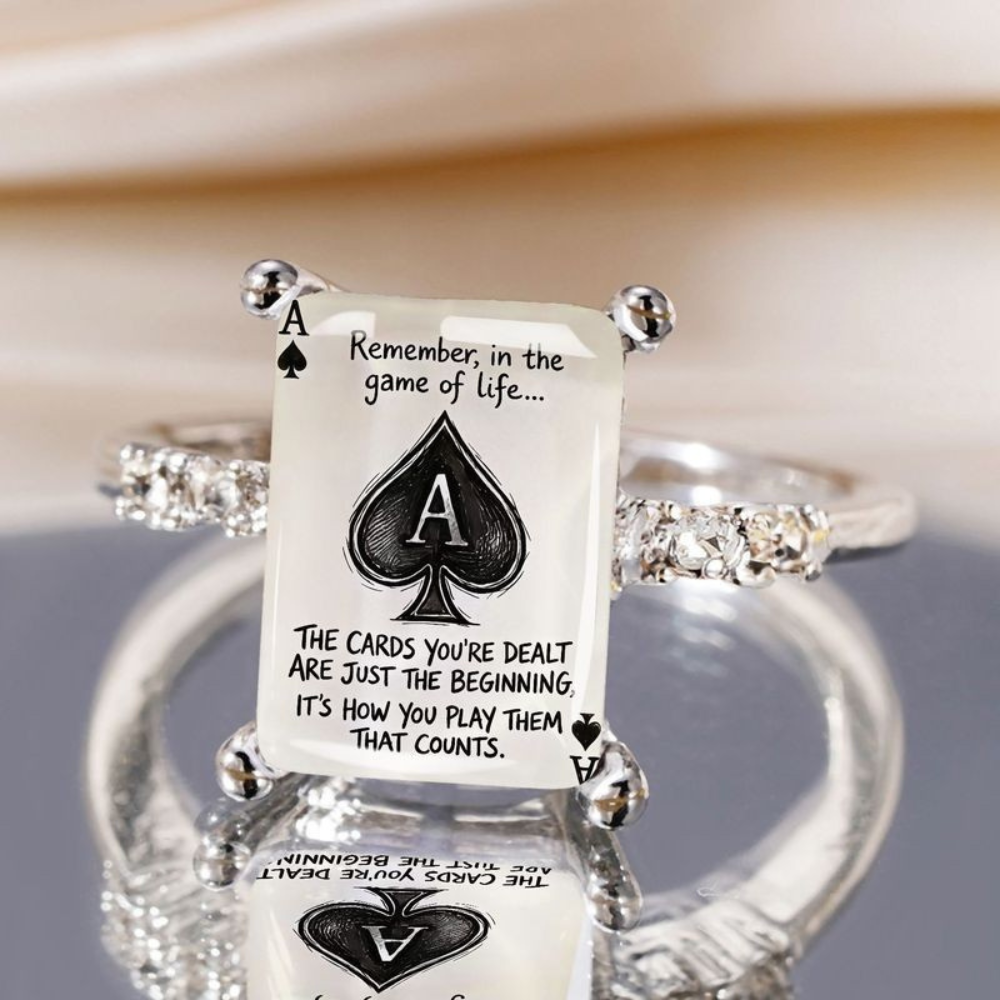 Ace of Spades Quote Square Ring
