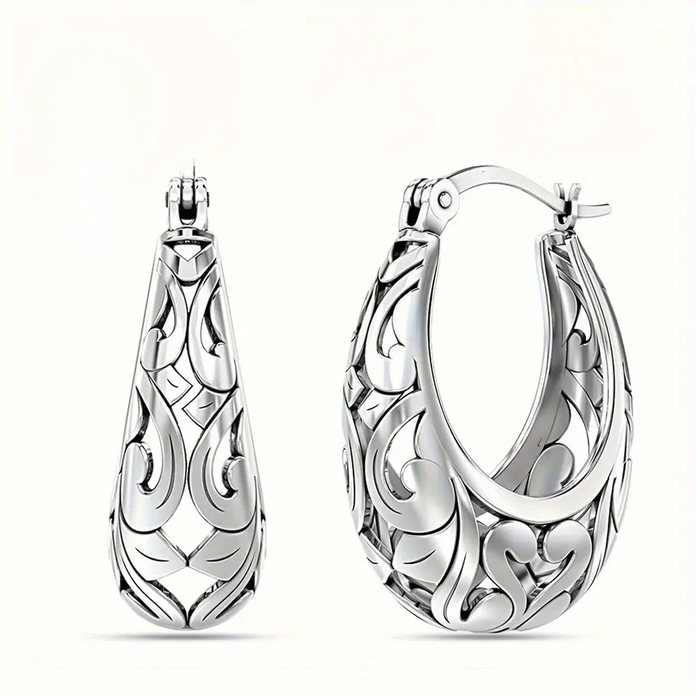 Silver Dangle Hoop Earrings