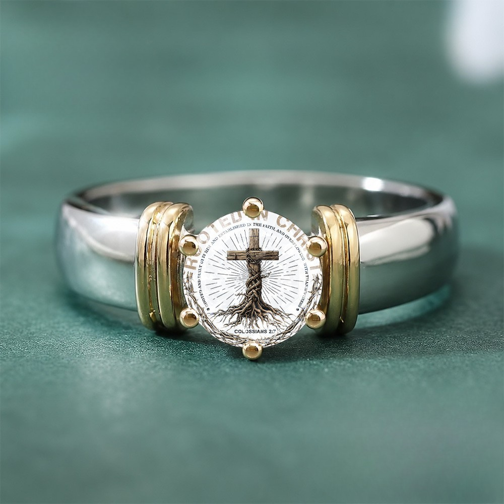 Cross Tree Root Grooved Ring