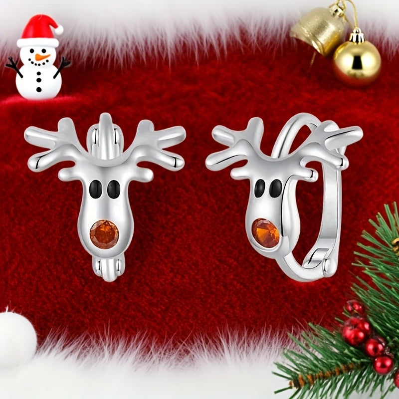 Reindeer Crystal Hoop Earrings