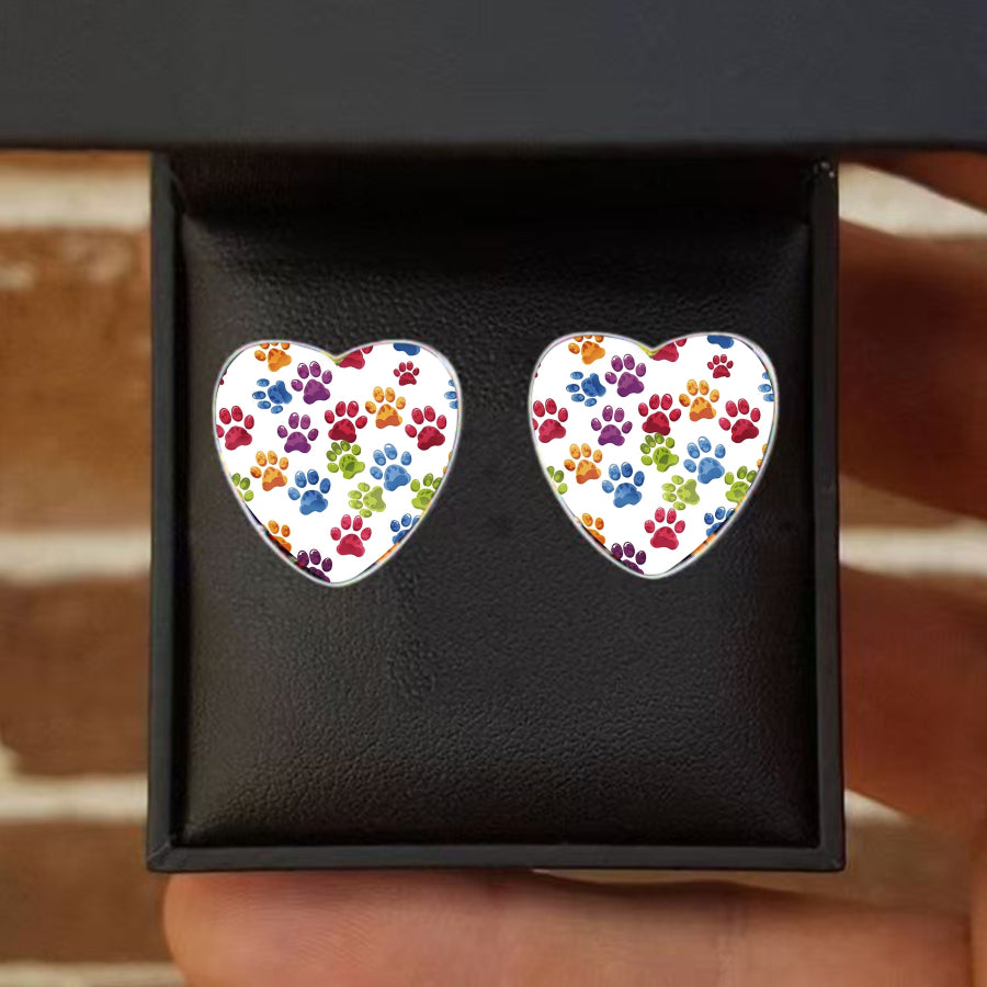 Paw Print Heart Earrings