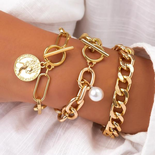 3pc Chunky Stackable Bracelet Set