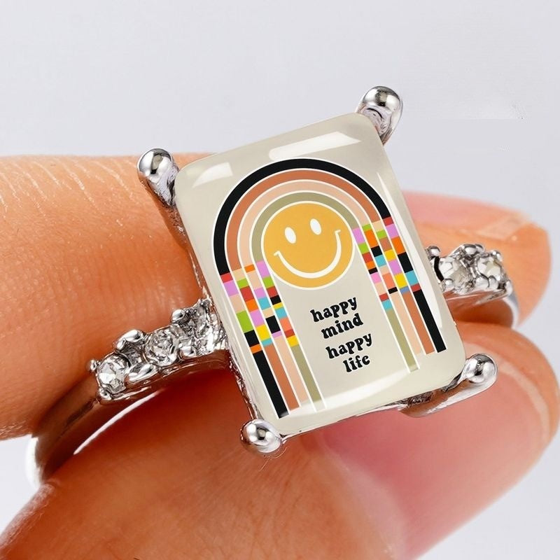 Smiley Face Rectangular Ring