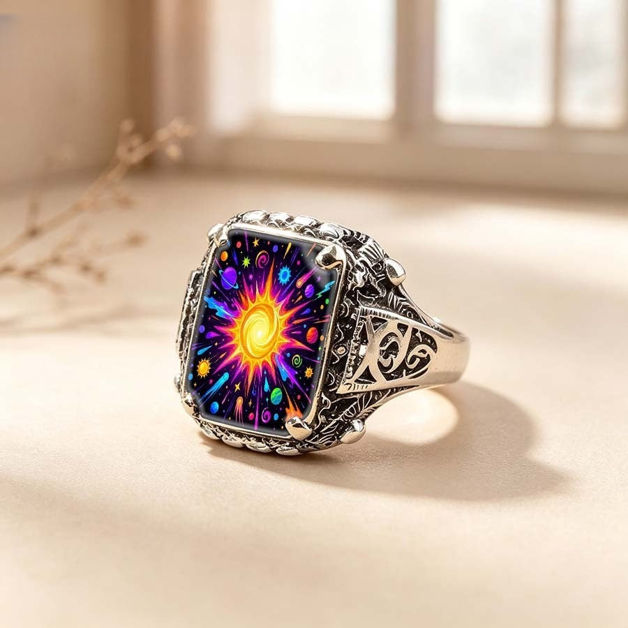 Colorful Galaxy Square Ring