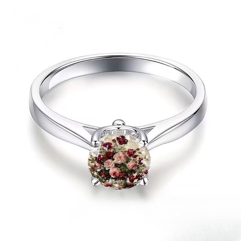 Vintage Rose Bouquet Dome Ring