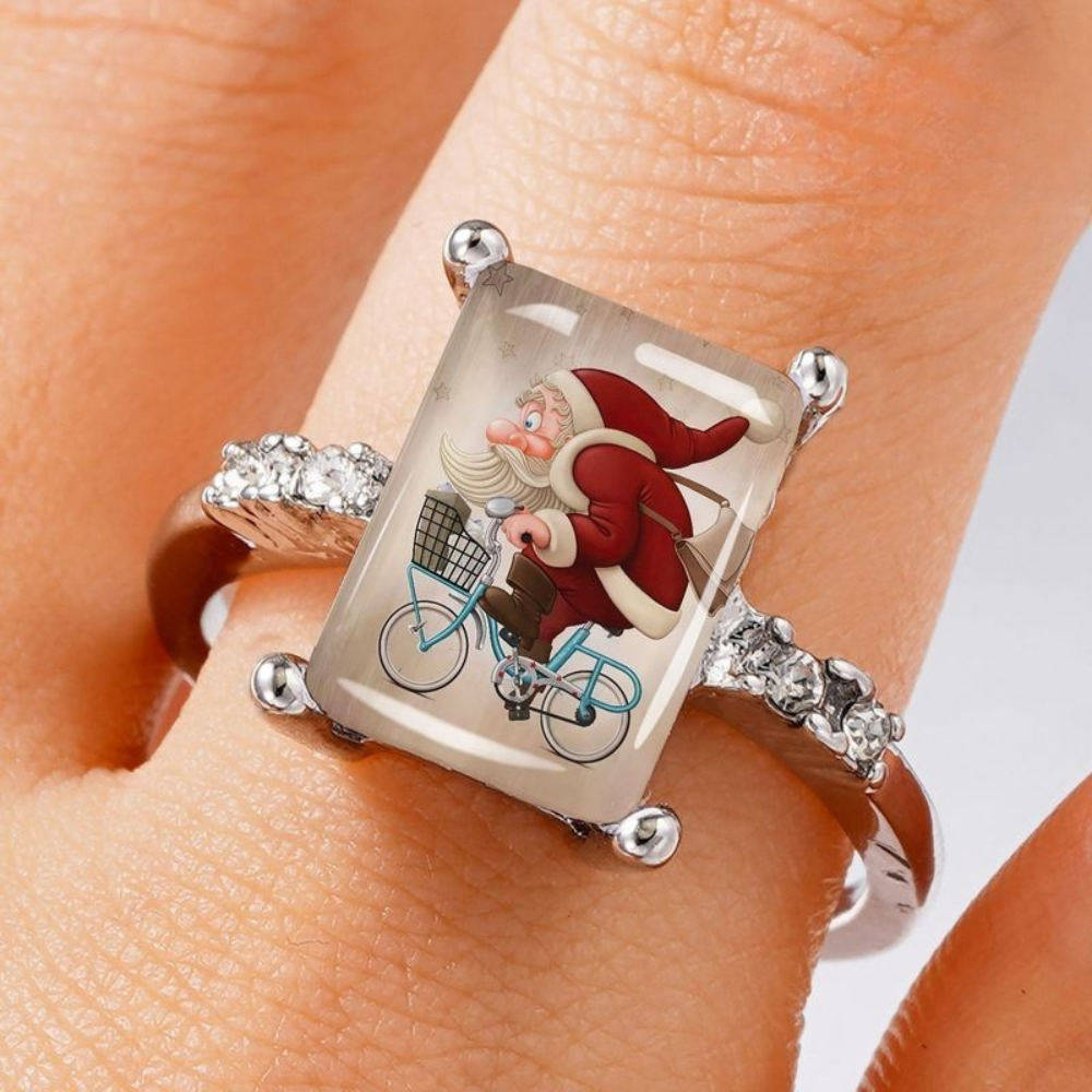 Santa Biking Square Ring