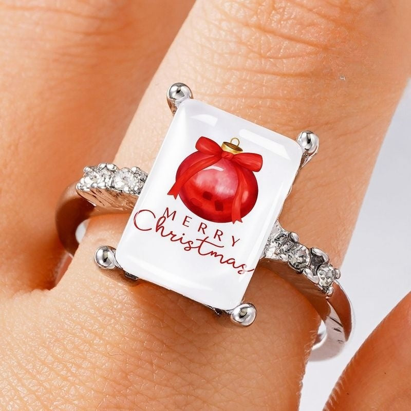 Red Ornament Rectangular Ring