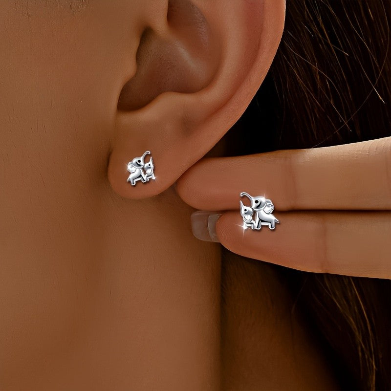 Mother and Baby Elephant Earrings