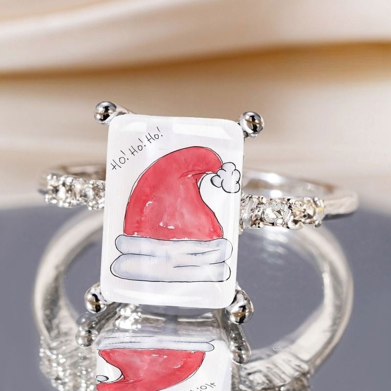 Santa Hat Glass Ring