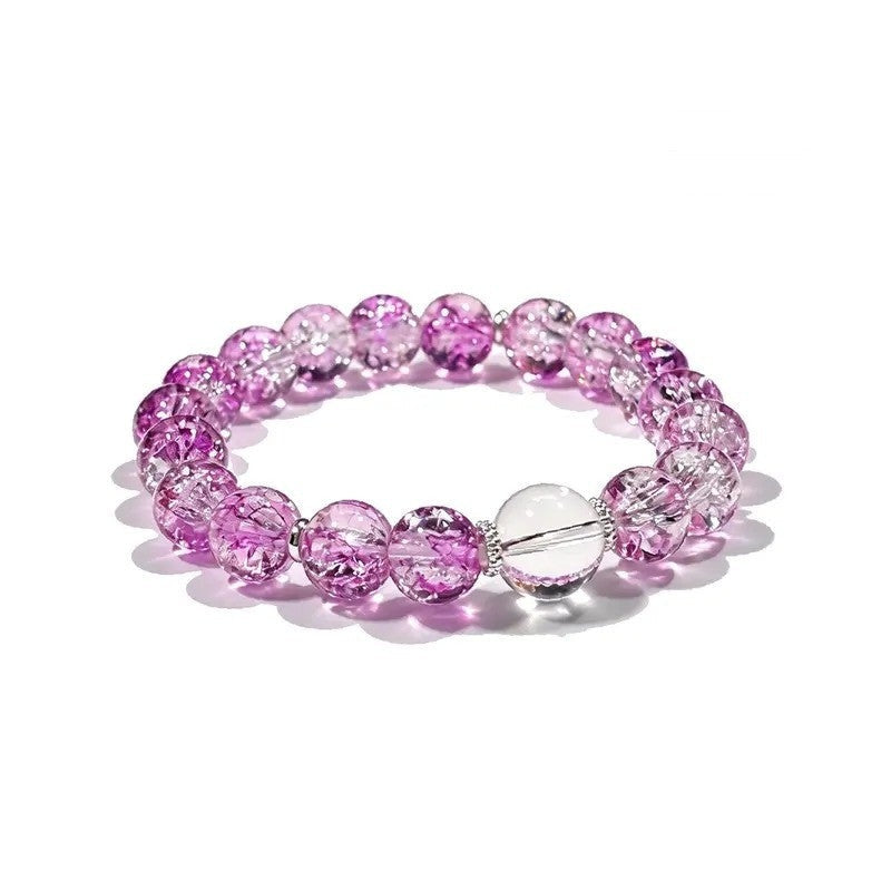 Amethyst & Clear Quartz Beaded Bracelet