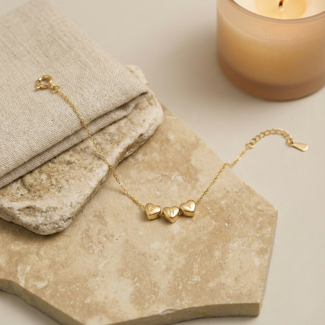 Initial Heart Charm Bracelet