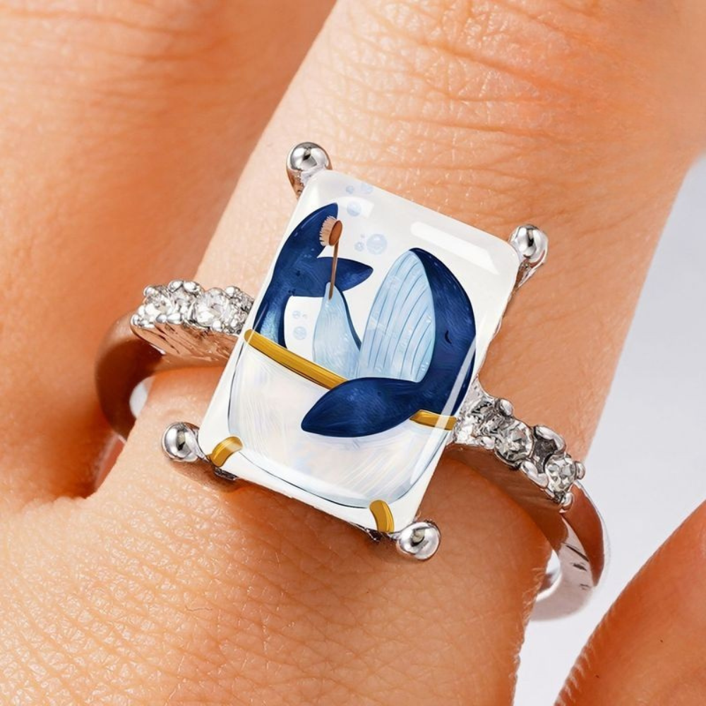 Bathtub Whale Square Ring