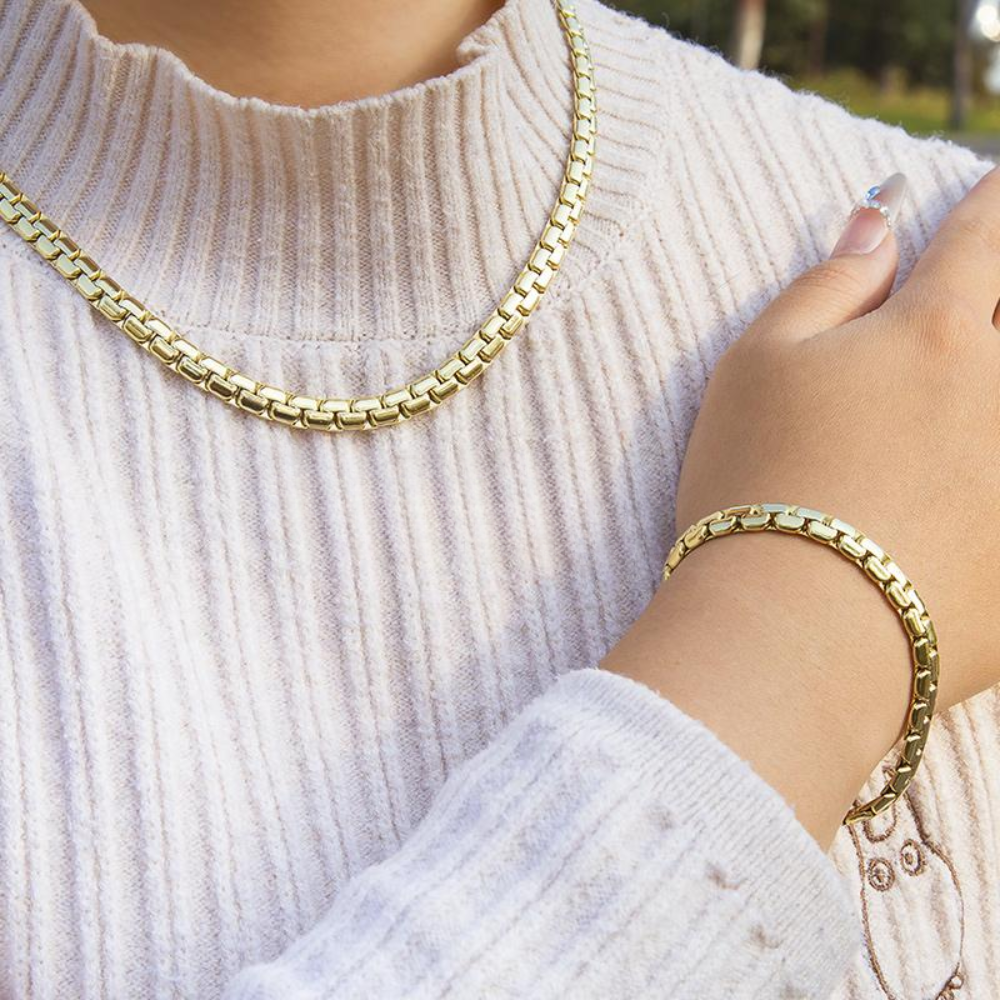 14 Cuban Link Necklace & Bracelet Set