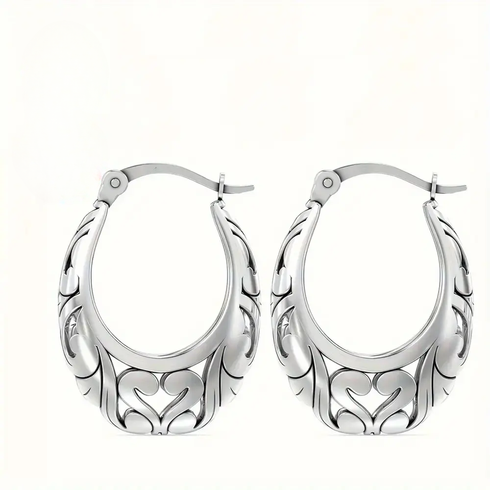 Silver Dangle Hoop Earrings