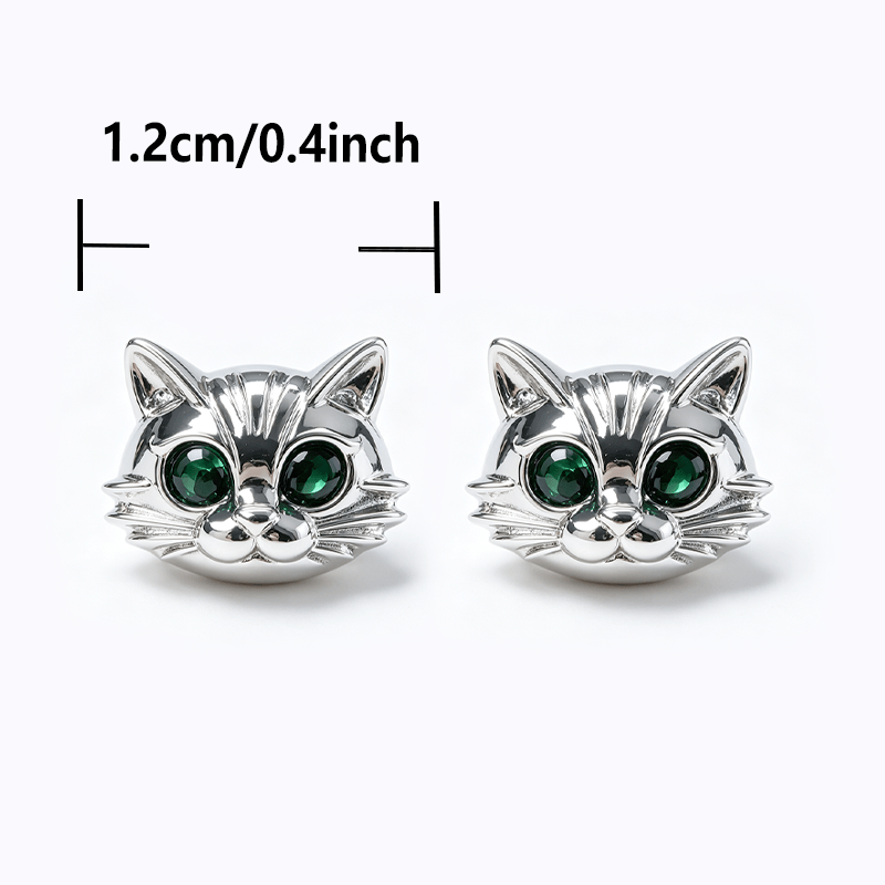 Green Eye Cat Stud Earrings