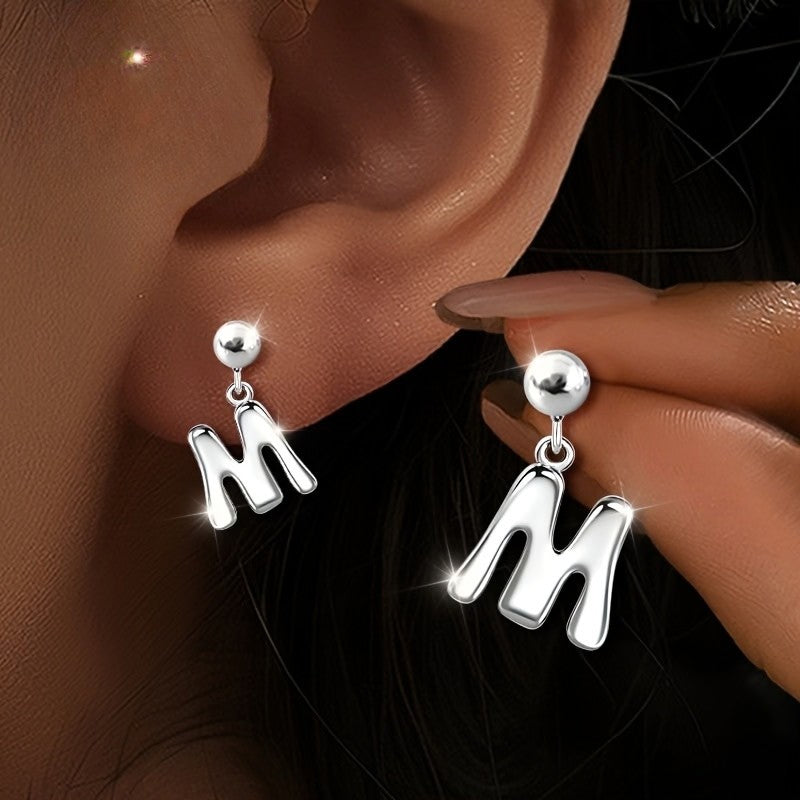 Initial M Dangle Earrings