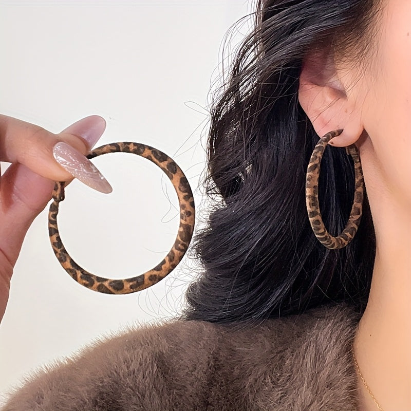 Leopard Print Hoop Earrings