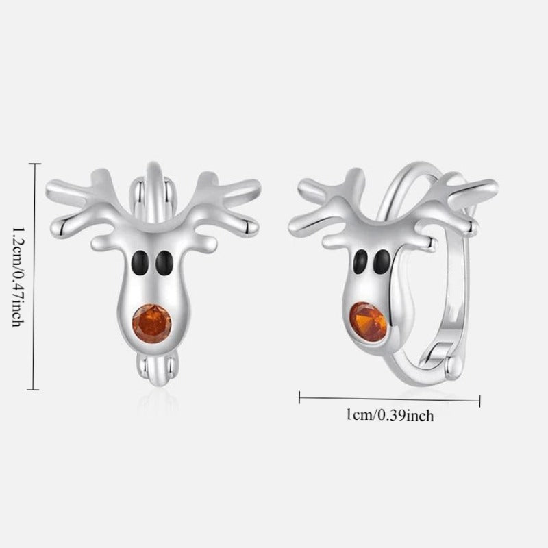 Reindeer Crystal Hoop Earrings