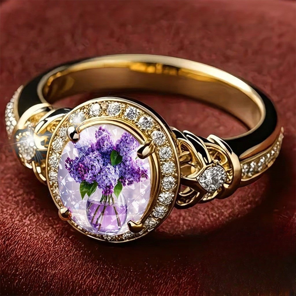 Lilac Bouquet Oval Ring