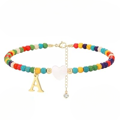 Colorful Initial Heart Anklet
