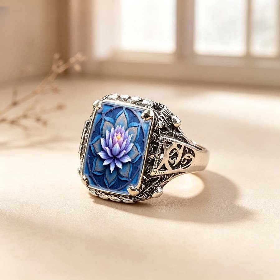 Blue Lotus Square Ring