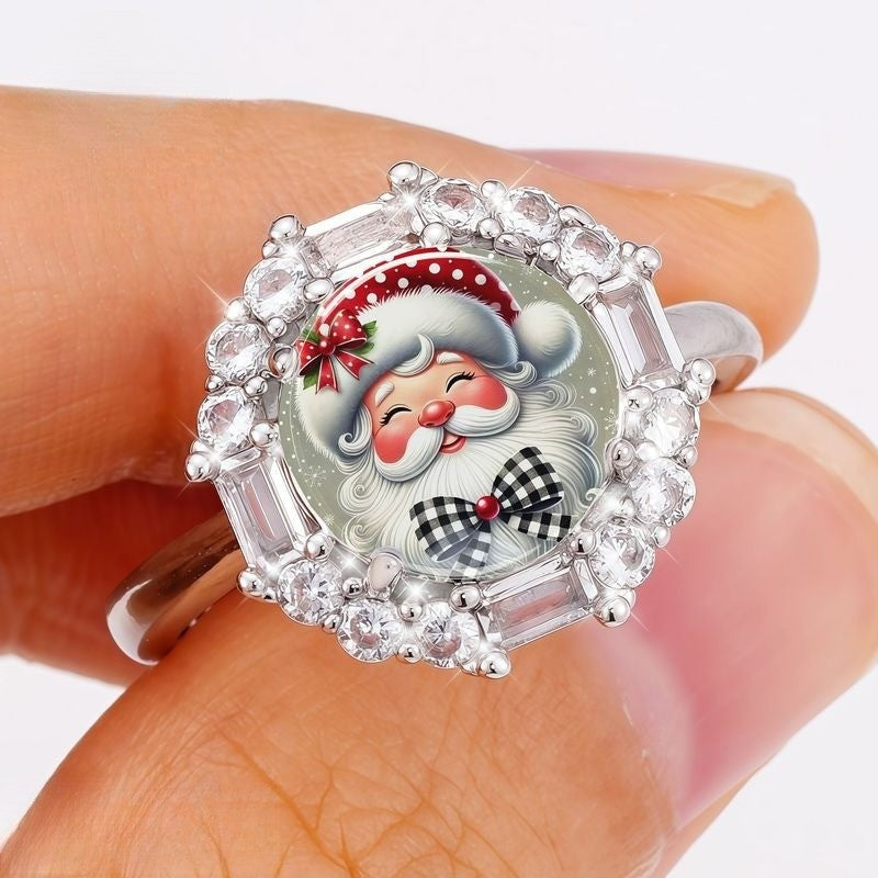 Santa Claus Glass Dome Ring