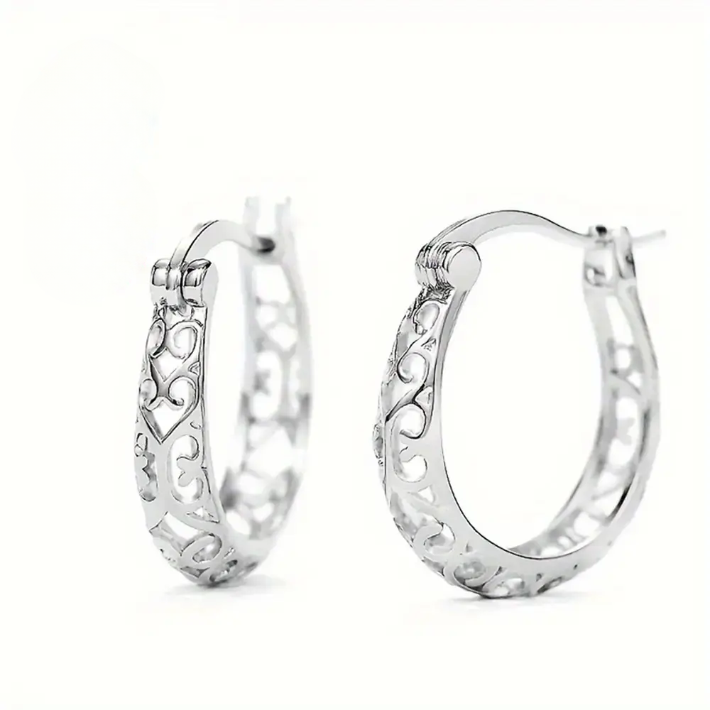 Silver Dangle Hoop Earrings