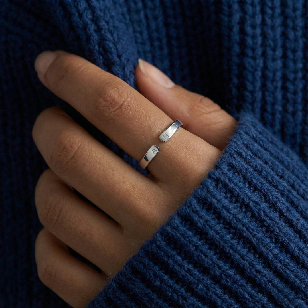 Adjustable Dainty Initial Ring
