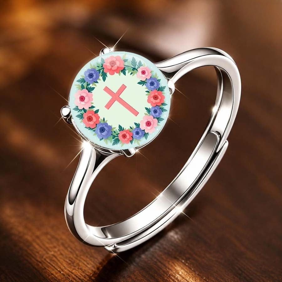 Floral Wreath Cross Ring