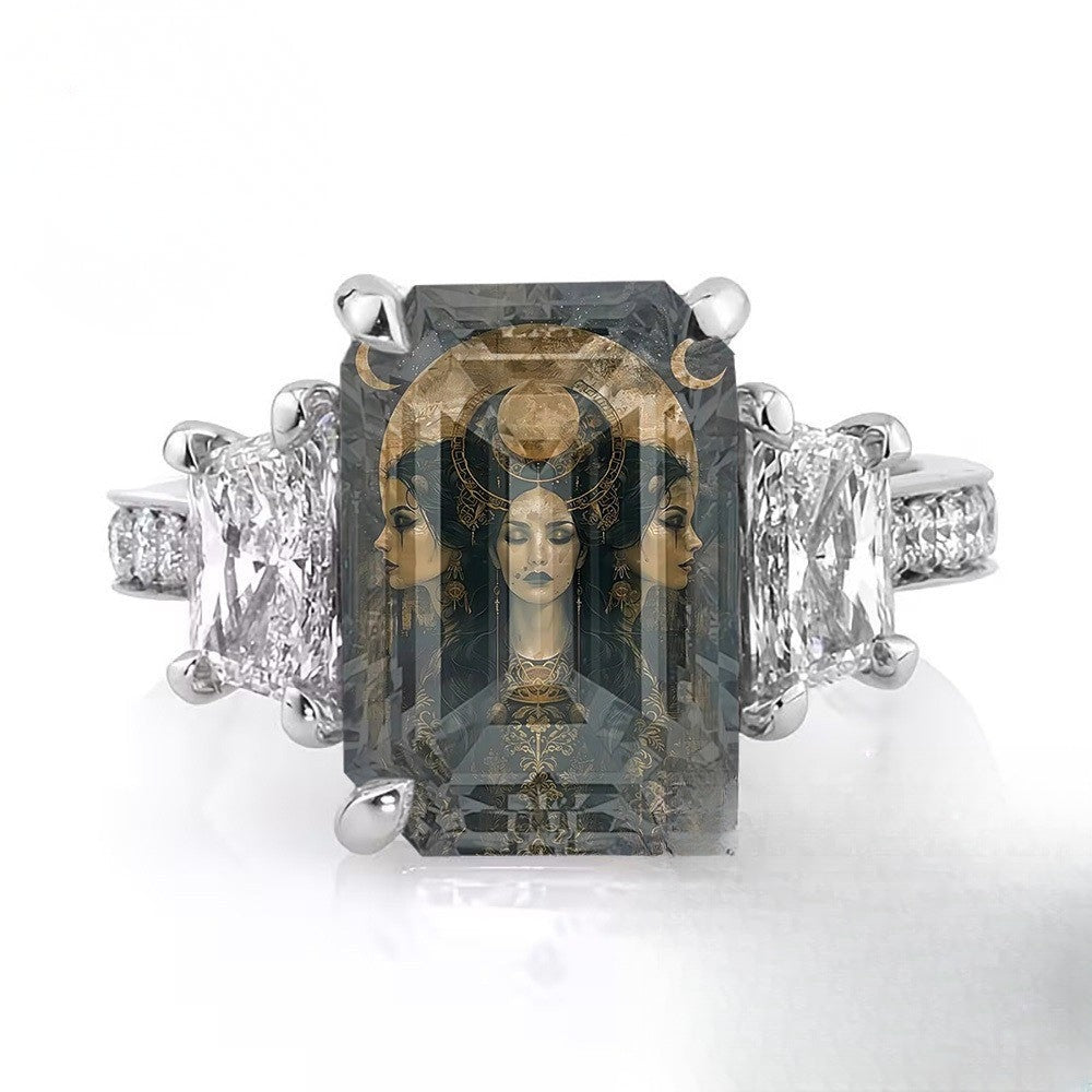 Three-Faced Goddess Square Ring
