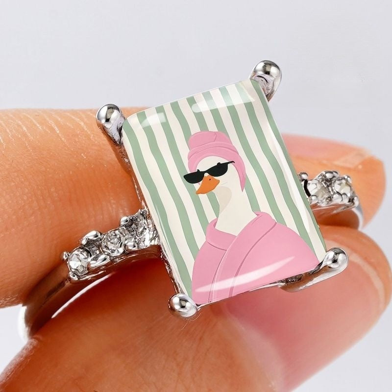 Pink Duck Rectangular Ring