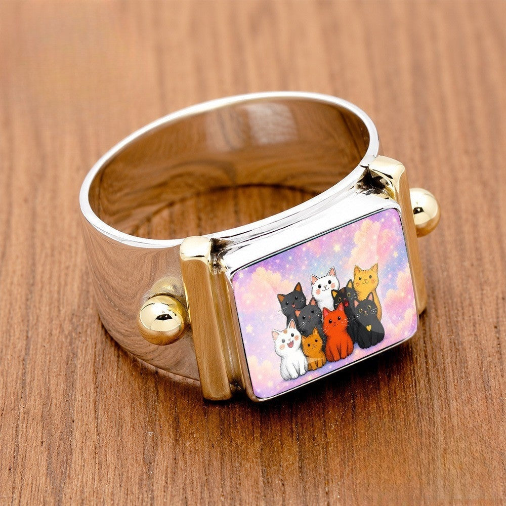 Colorful Cat Group Square Ring