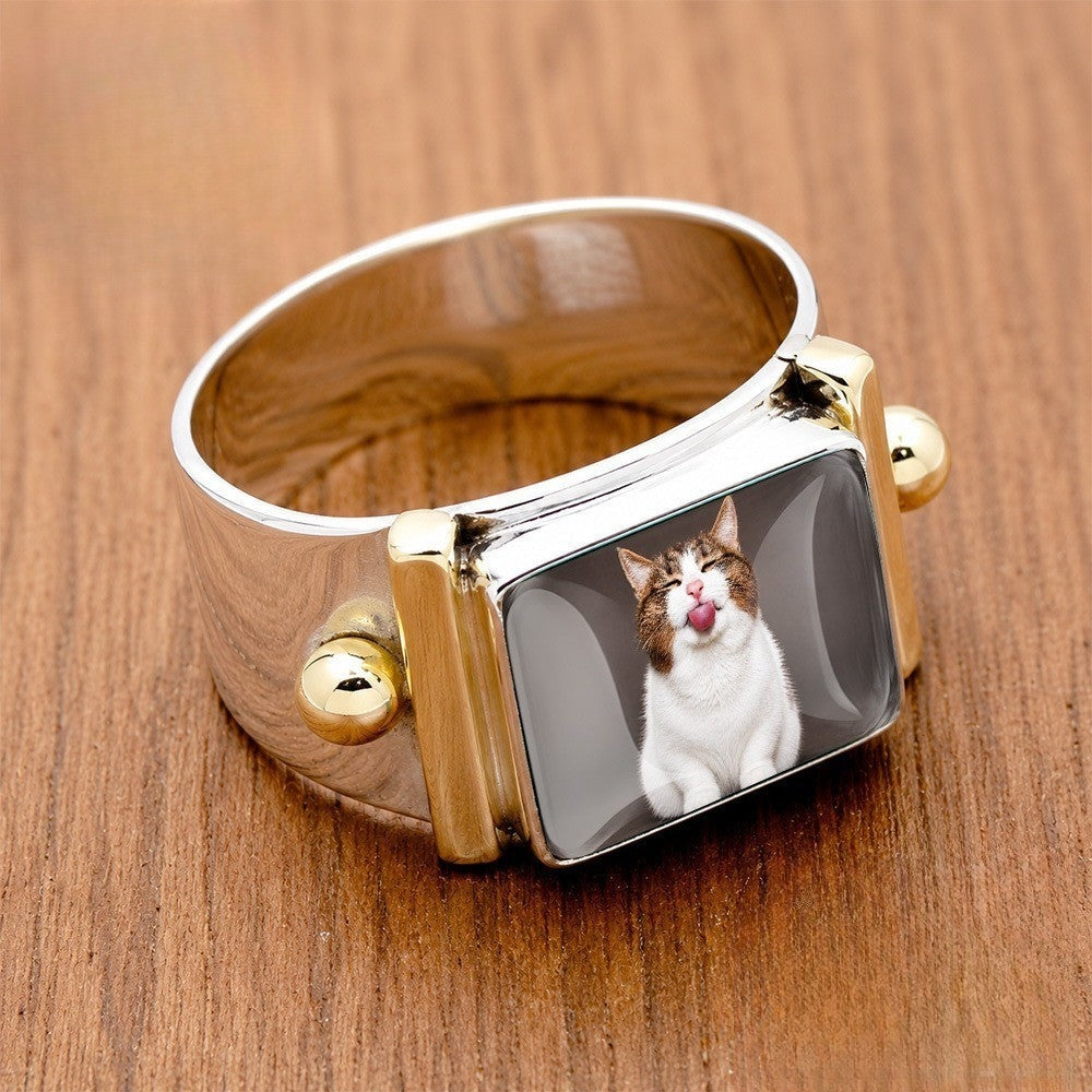 Tongue Out Cat Square Ring