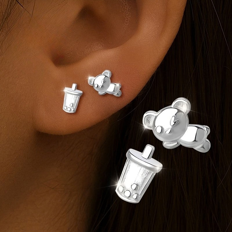 Bear and Boba Stud Earrings