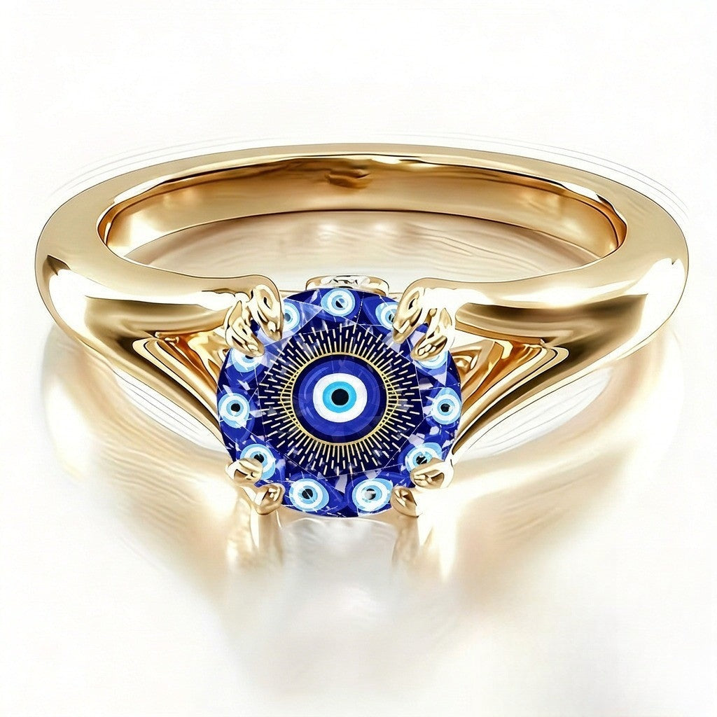 Blue Evil Eye Statement Ring