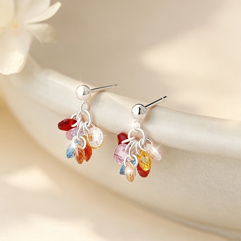 Rainbow Beaded Drop Earrings