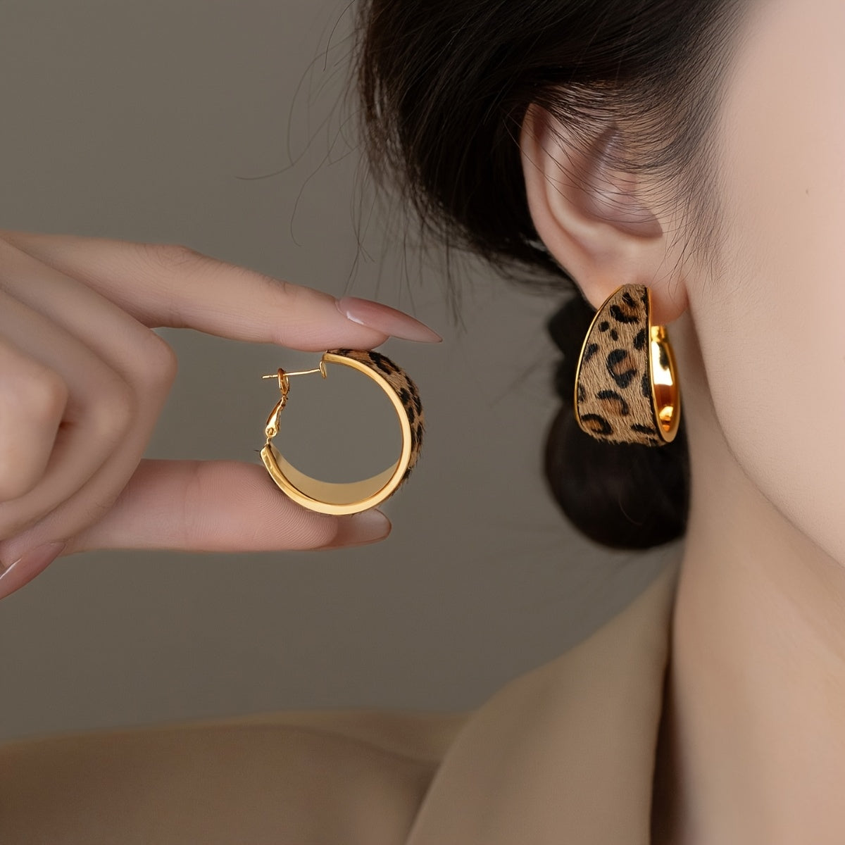 Leopard Print Hoop Earrings