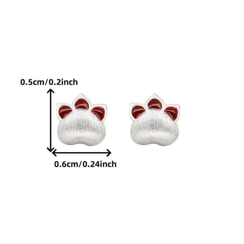 Red Paw Stud Earrings