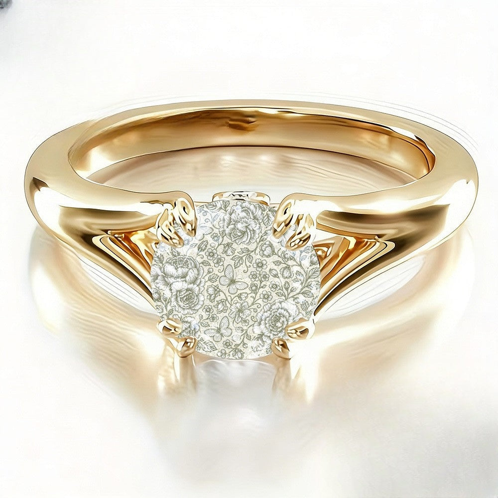 Floral & Butterfly Prong Ring