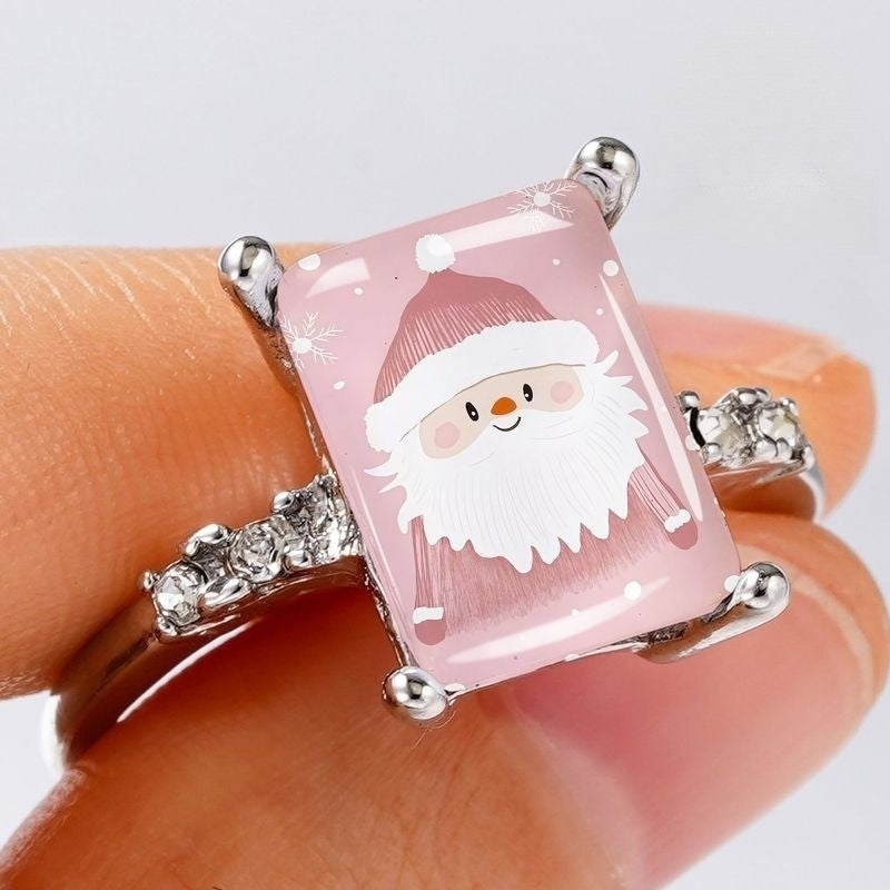 Pink Santa Rectangular Ring