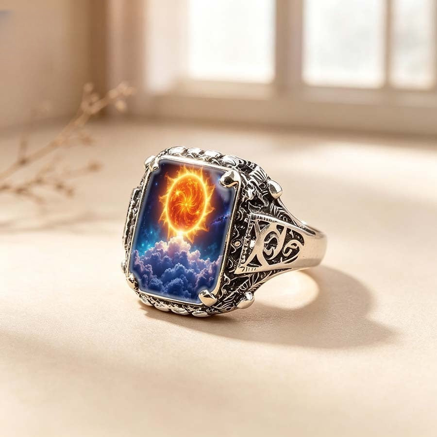 Sun & Clouds Square Ring